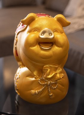存钱罐2b025新款只进不出大容量金猪储蓄罐客厅摆件装饰品创意礼