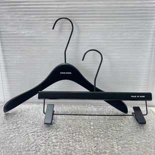 夹定制 实木衣架原木质防滑无痕裤 服装 店黑白e色烤漆哑光衣撑女装