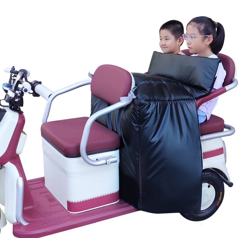 电动三轮车后f座双人款挡风被冬季加绒加厚加大加宽冬天接娃防风