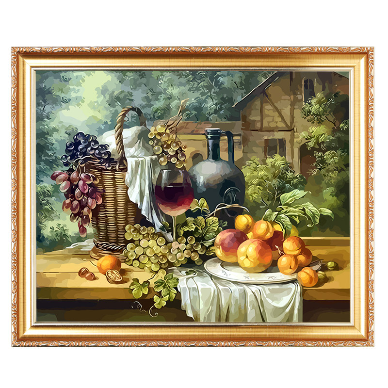 新款diy数字油画水果花卉静z物手工绘填色填充装饰油彩画欧式包邮