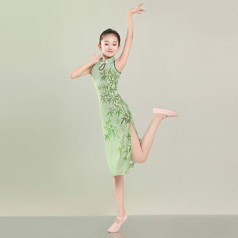 儿童古典舞演出服外婆桥舞蹈服装女童中国风走P秀旗袍扇子舞练功