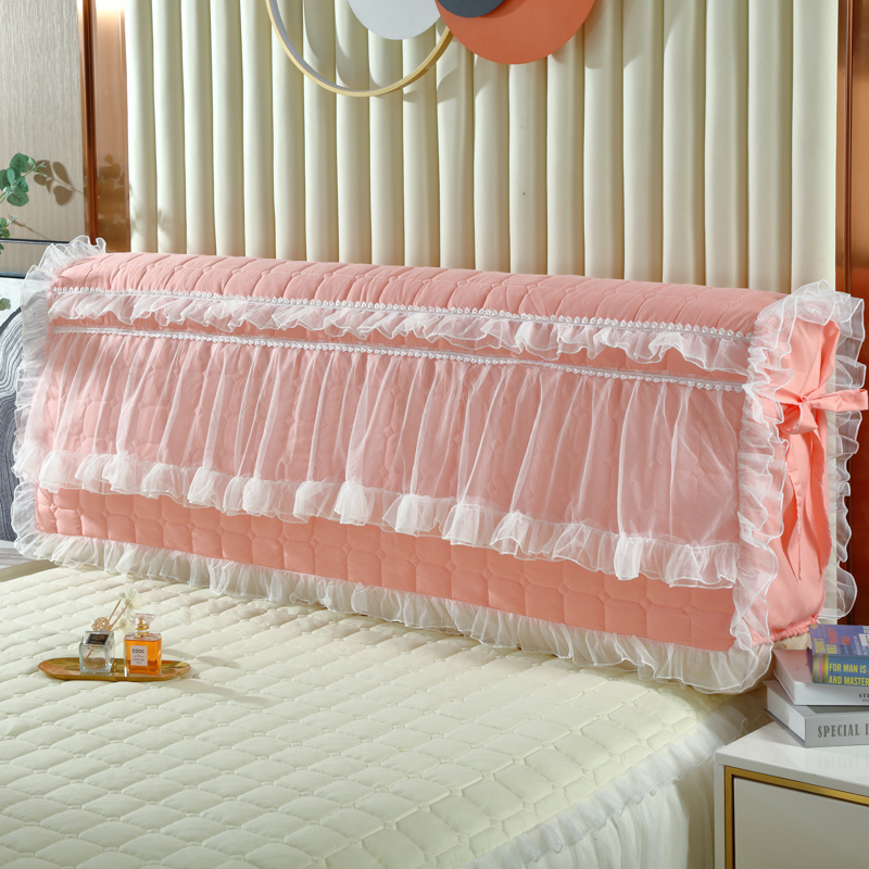 定做全包欧式夹j棉床头套床头罩公主风蕾丝防尘罩皮床布艺保护套