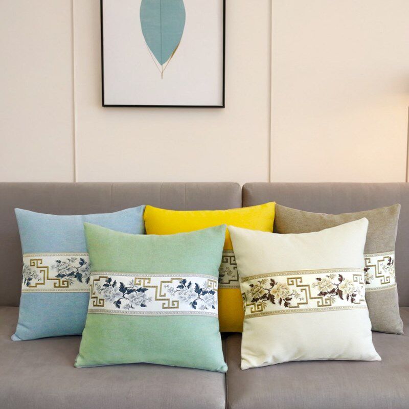 新中式抱枕靠垫客厅沙p发长方形大靠背办公室靠枕方形枕套含芯定