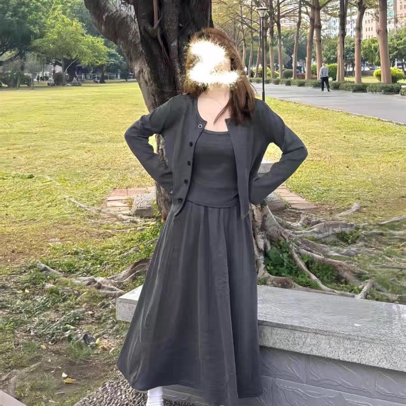 大码韩系气质针织开衫p吊带半身裙三件套女春秋 梨型身材显瘦套装,女装/女士精品,时尚套装,淘宝优惠券,粉丝福利购,淘宝优惠卷