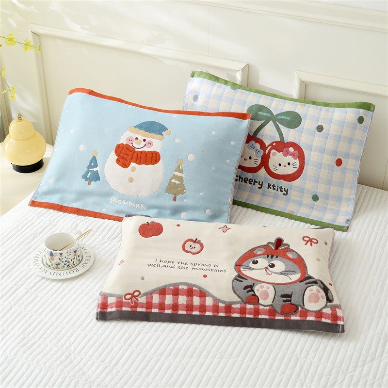 纯棉八层纱布枕巾儿童家用柔软透气全棉卡通J宝宝枕头盖巾40*60cm,床上用品,枕巾,淘宝优惠券,粉丝福利购,淘宝优惠卷