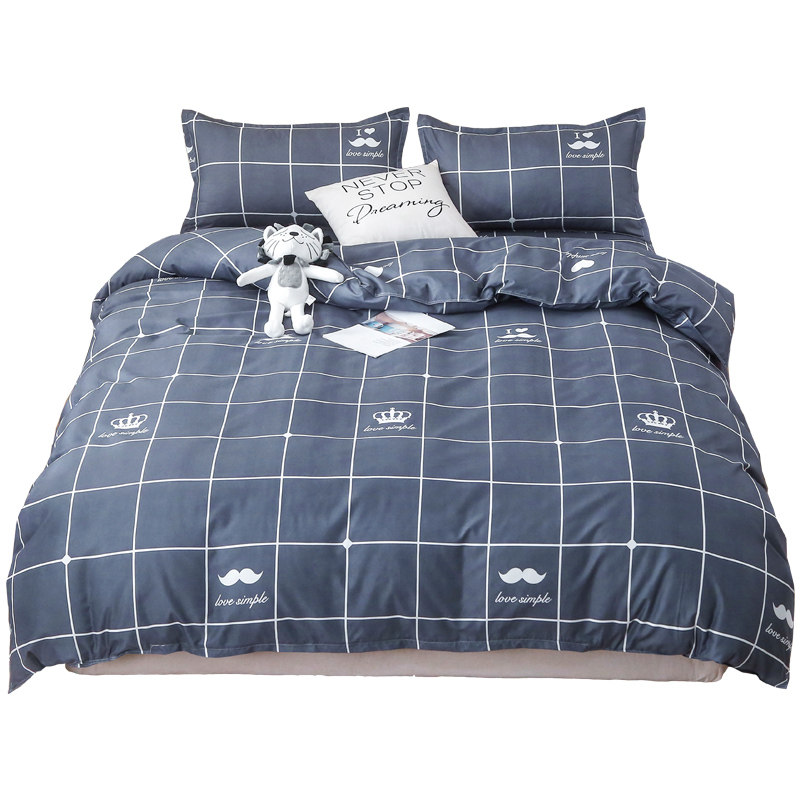 被套四件套男生潮流水洗棉被单被C罩夏季裸睡床单人学生宿舍三件,床上用品,床品套件/四件套/多件套,淘宝优惠券,粉丝福利购,淘宝优惠卷