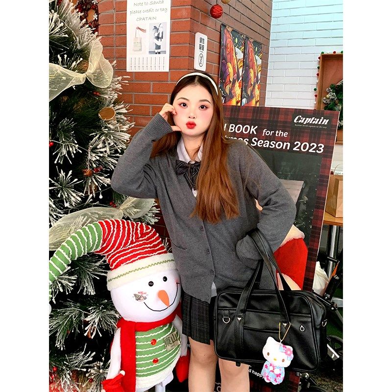 阿车家的大码jk灰色毛衣针织开衫女春夏衬衫短裙R显瘦学院风套装,女装/女士精品,大码套装,淘宝优惠券,粉丝福利购,淘宝优惠卷