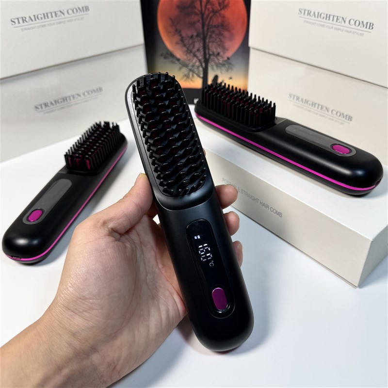 无线便携式加热直发梳负离子不伤发电梳子高颅顶造型防.静电充电