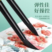 黑色水彩笔便携外出写生软头画笔套装 圆头勾线笔色彩颜料毛笔美术