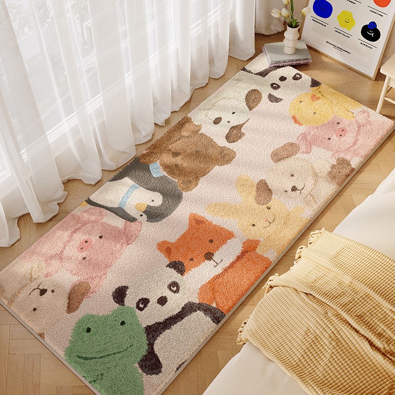 卡通床边毯2024新款卧室长条地毯主卧儿童房地垫床下X床前防滑脚