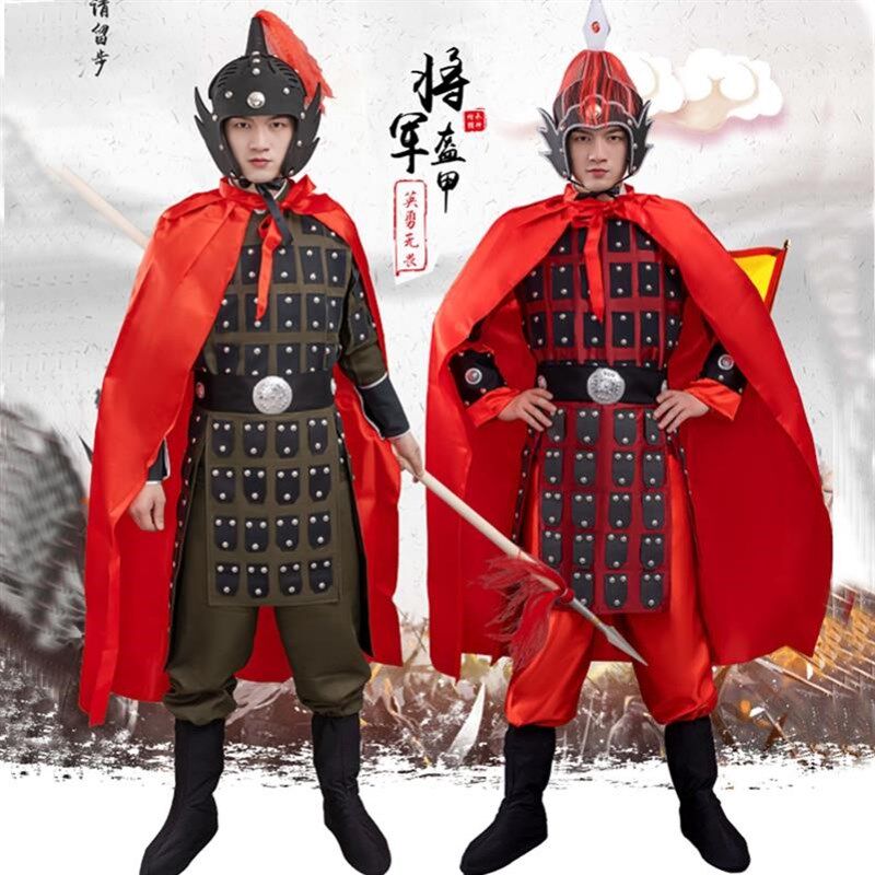 将军盔甲表演服战服古o代士兵演出服满江红服花木兰服装儿童士兵