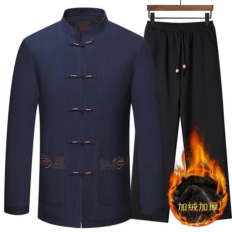 冬季唐装男c中老年人加绒加厚棉衣爸爸套装中国风爷爷棉袄春秋外,男装,唐装,淘宝优惠券,粉丝福利购,淘宝优惠卷