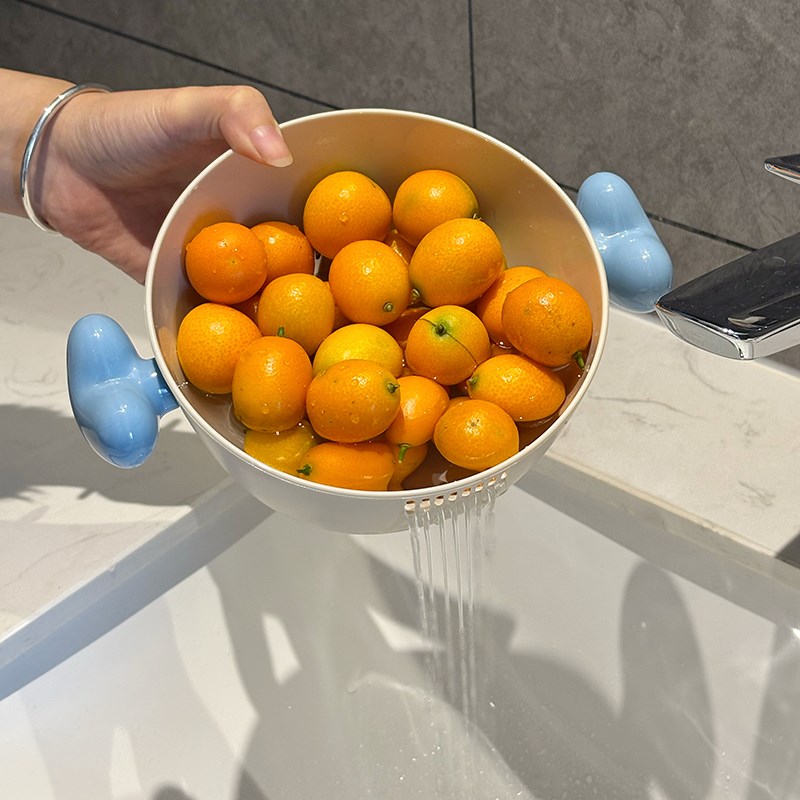 多巴胺沥水篮新款j果篮客厅家用高颜值水果盘洗水果神器双层洗菜