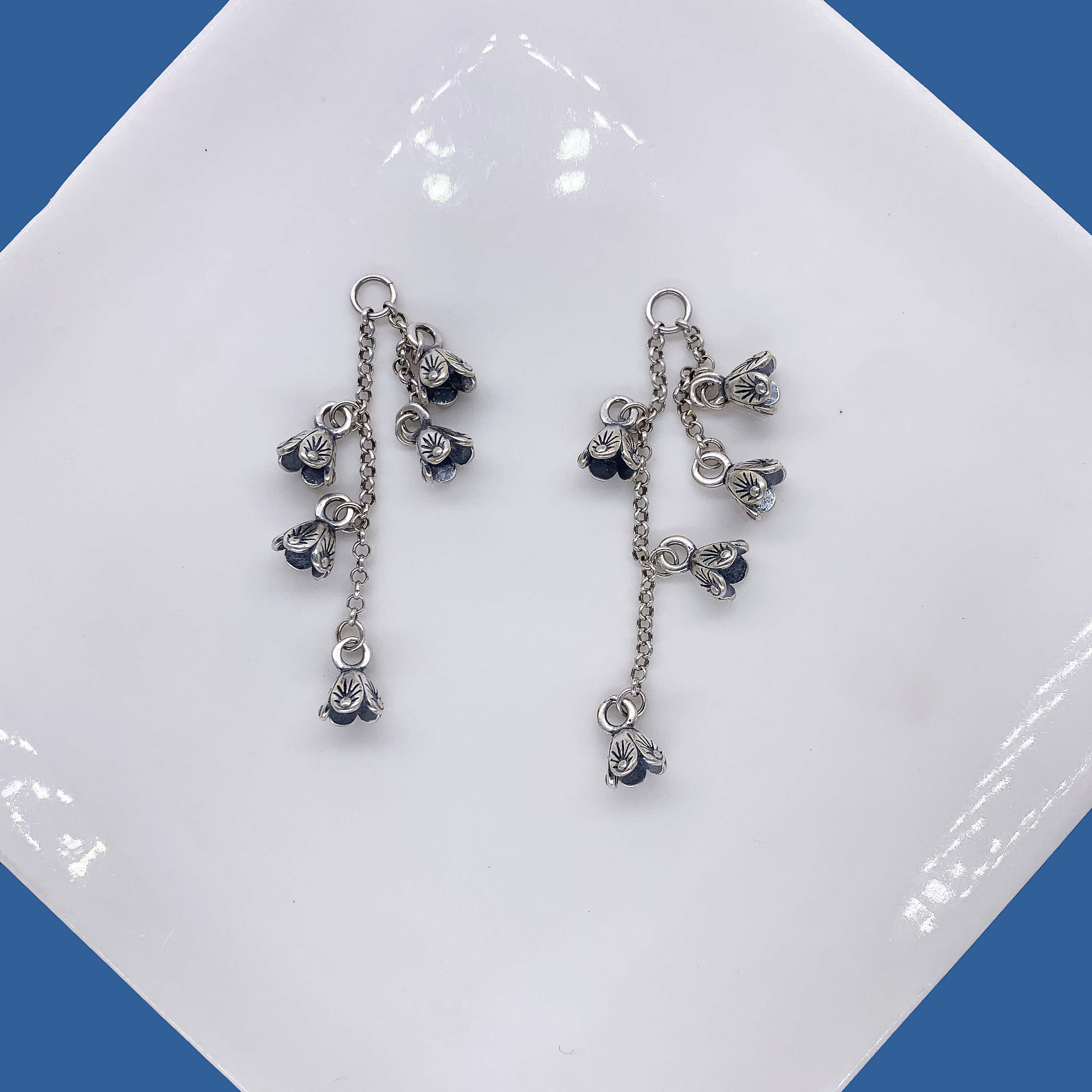 老银配饰复古做旧小花苞流苏小球挂件吊坠提溜三七银diy水晶手串