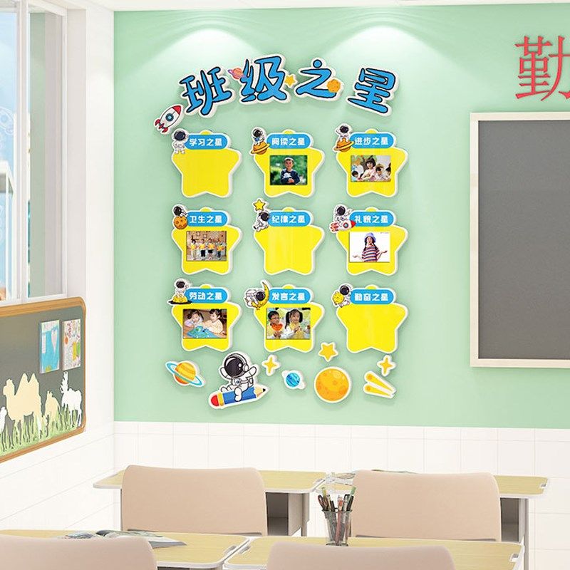 每周月班级之星墙贴3d中小学评比栏开学文化建设教室氛围布置装饰,家居饰品,文化墙贴,淘宝优惠券,粉丝福利购,淘宝优惠卷