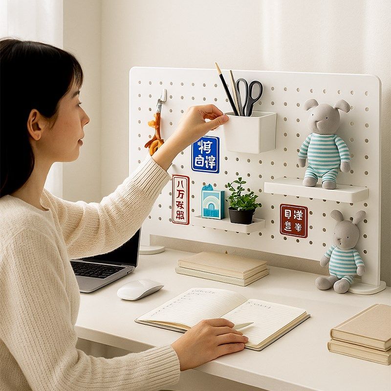 收纳工位立式洞洞板书桌架金属学习办公桌上书架桌面免打孔置物架,收纳整理,收纳洞洞板,淘宝优惠券,粉丝福利购,淘宝优惠卷