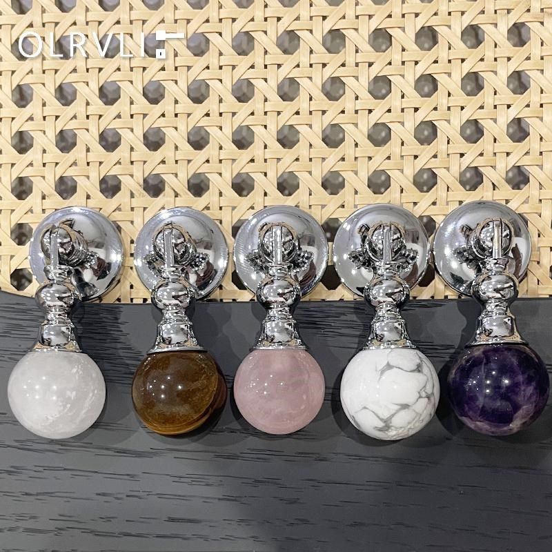 法式轻奢柜门银把手衣柜门鞋柜抽屉黄铜水晶大理石圆球吊坠小拉手,基础建材,小拉手,淘宝优惠券,粉丝福利购,淘宝优惠卷