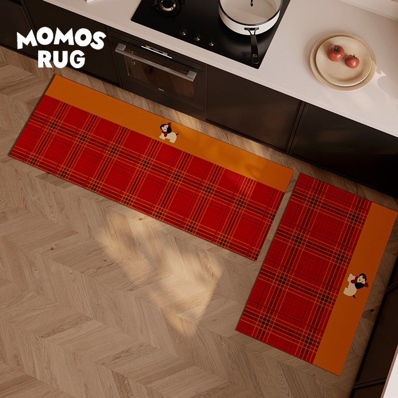 牛仔狗狗厨房地垫家用耐脏红色卡通可爱吸水吸油防滑耐脏脚垫门垫,居家布艺,厨房地垫,淘宝优惠券,粉丝福利购,淘宝优惠卷