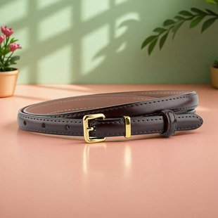 真皮纯牛皮咖啡色休闲皮带夏天装饰配裙子的高级感细腰带女款配饰