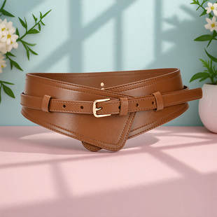 嘟卡丹设计感小众时尚 宽腰带女牛皮束腰腰封可拆卸两用真皮皮带女