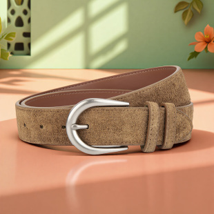 真皮服装配饰牛皮腰带女士复古美拉德风牛仔裤带时尚网红磨砂皮带