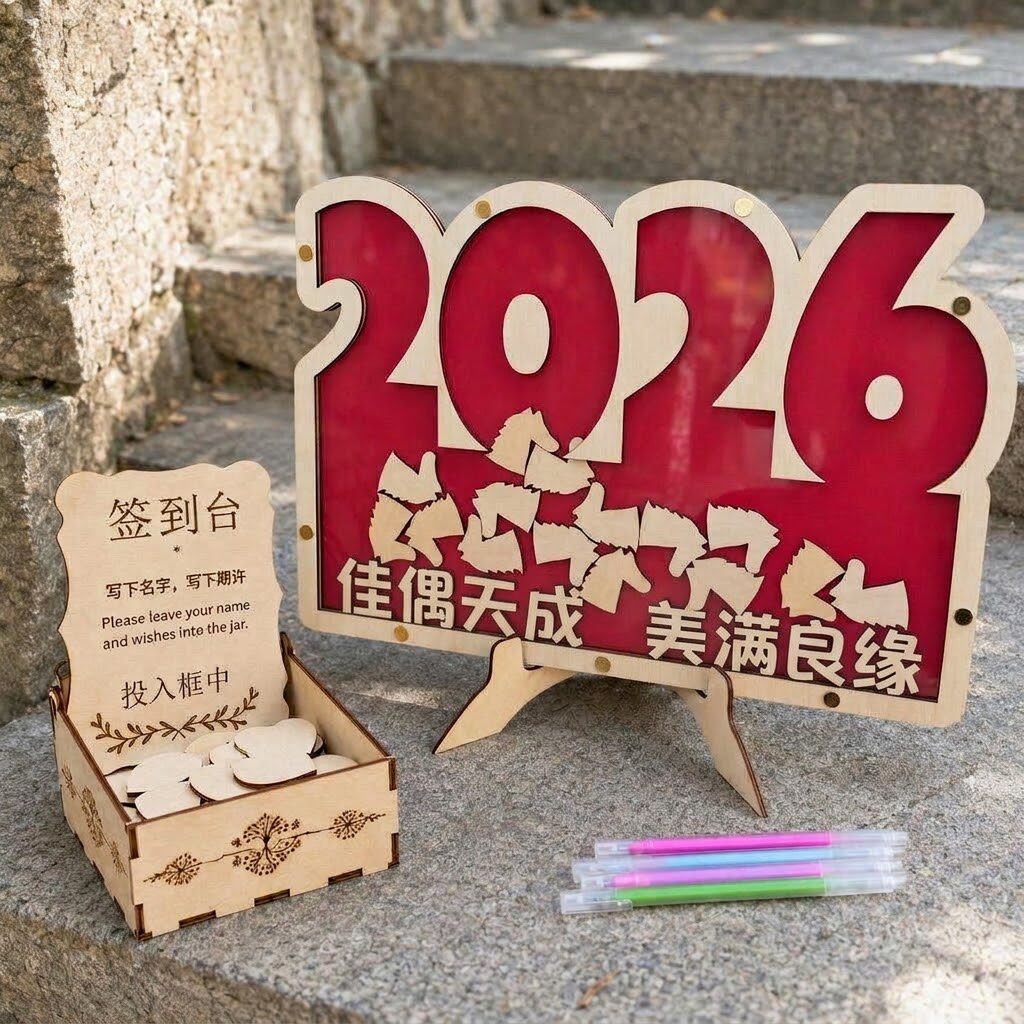 2026新款婚礼数字签字板木质定制