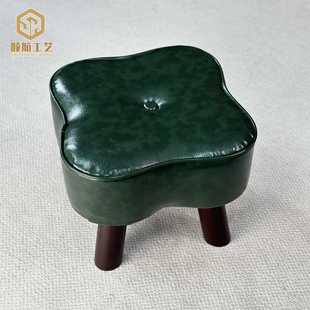 四叶草软包凳 凳 家用客厅小板凳茶几凳沙发垫脚凳 实木换鞋