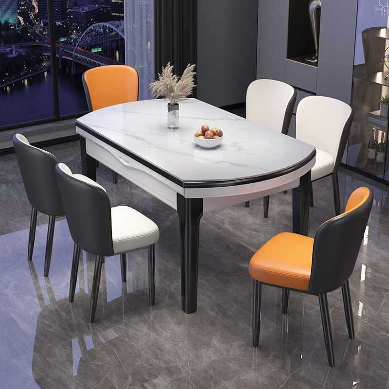 ?岩板餐桌椅现代简约轻奢伸缩可变圆桌饭桌子客厅小户型家用2025