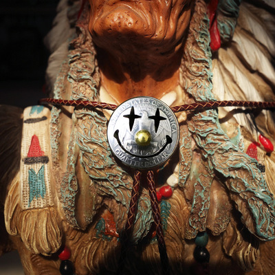 Bolo Tie小丑波洛领带扣5美分银币切割美式复古咔叽搭配2021新款