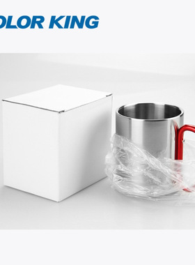 厂家直销热升华空白含涂层红色手柄不锈钢杯Stainless steel cup