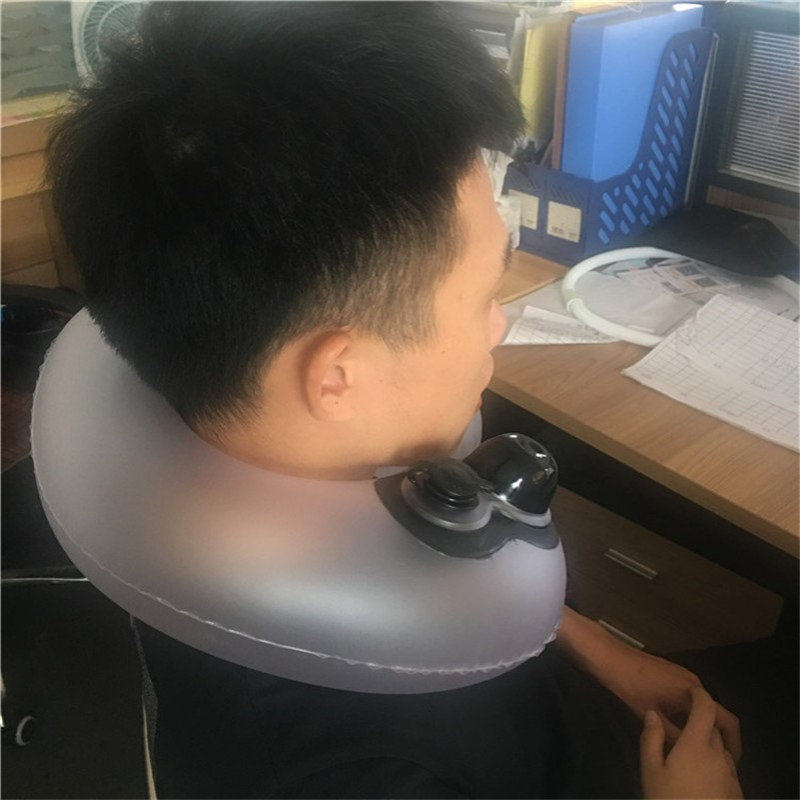 便携自动充气按压U形枕头内胆 飞机火车出差旅行便携按摩枕头批发