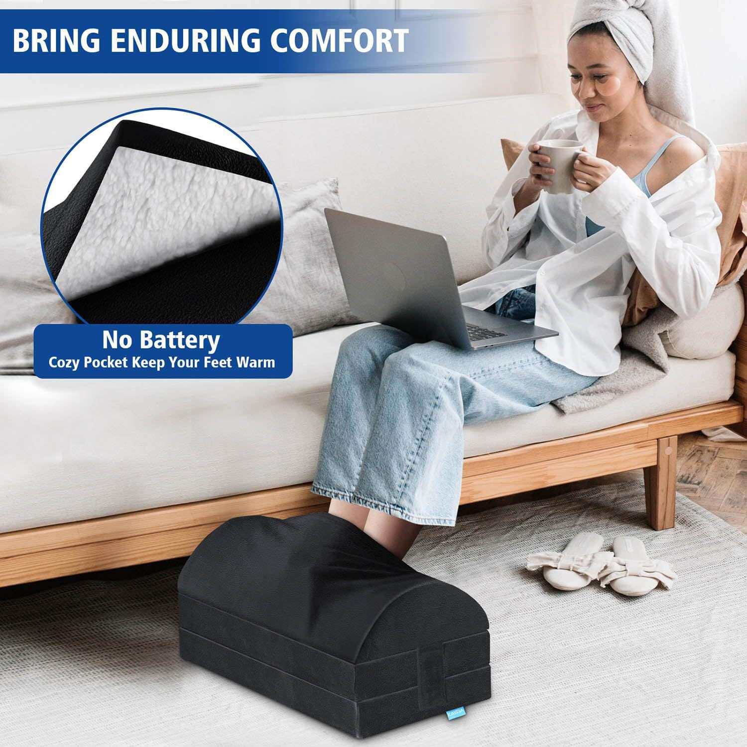 带加热口袋A5办公桌下可调节高度脚踏垫三件套多功能可拆卸脚垫