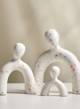 一家三口酒柜摆件客厅电视玄关家居软装饰品意式设计师小众高级感