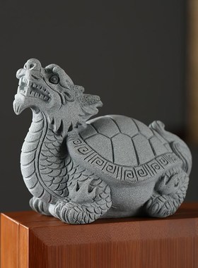 青砂石龙龟玄武茶宠摆件鱼缸造景微景观瑞兽沉水茶桌装饰假山盆景