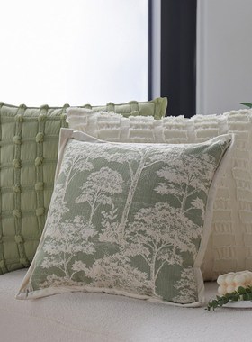 夏季抱枕沙发客厅枕套高级感绿色系奶油风靠枕靠背飘窗抱枕45x45