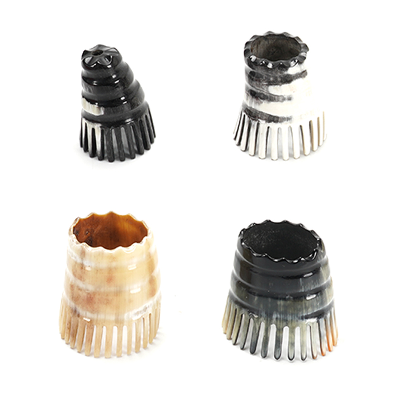 天然牛角梳按摩刮痧牦牛角圆筒按摩梳细齿头部疏通经络美容洗头梳