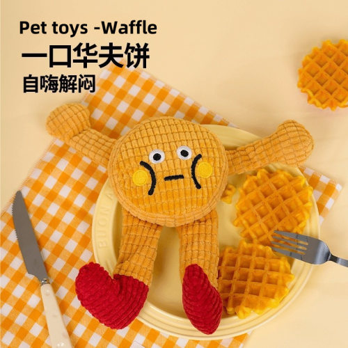 猫咪玩具毛绒华夫饼解压发声磨牙