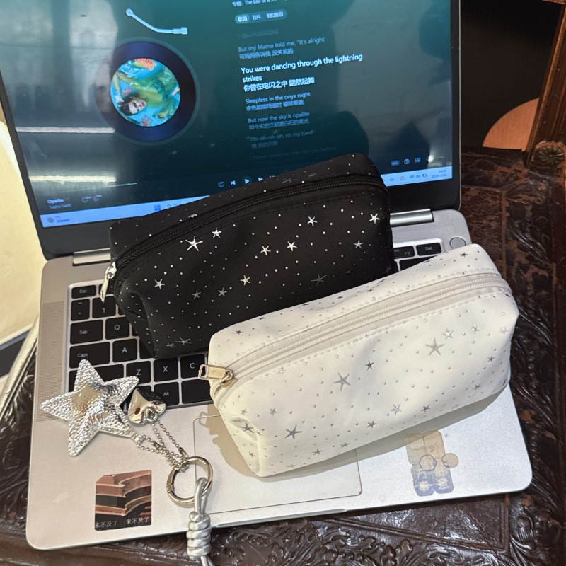 韩系ins风星星笔袋简约便携帆布