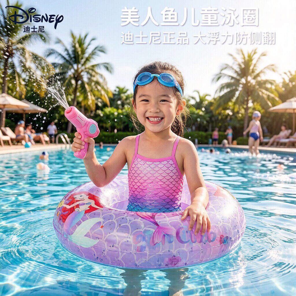 美人鱼儿童游泳圈2-3-6-10岁以上
