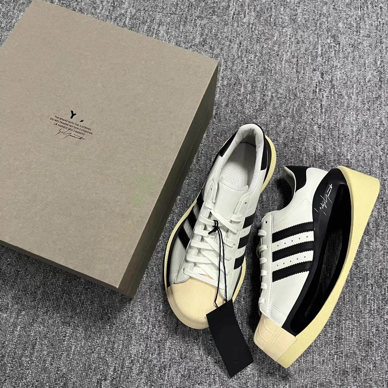 Y3新款联名黑武士贝壳头镂空厚底增高低帮系带真皮男女情侣运动鞋