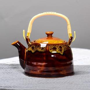 餐厅酒店大号容量提梁陶瓷茶壶单壶过滤网凉水壶家用泡茶壶大水壶