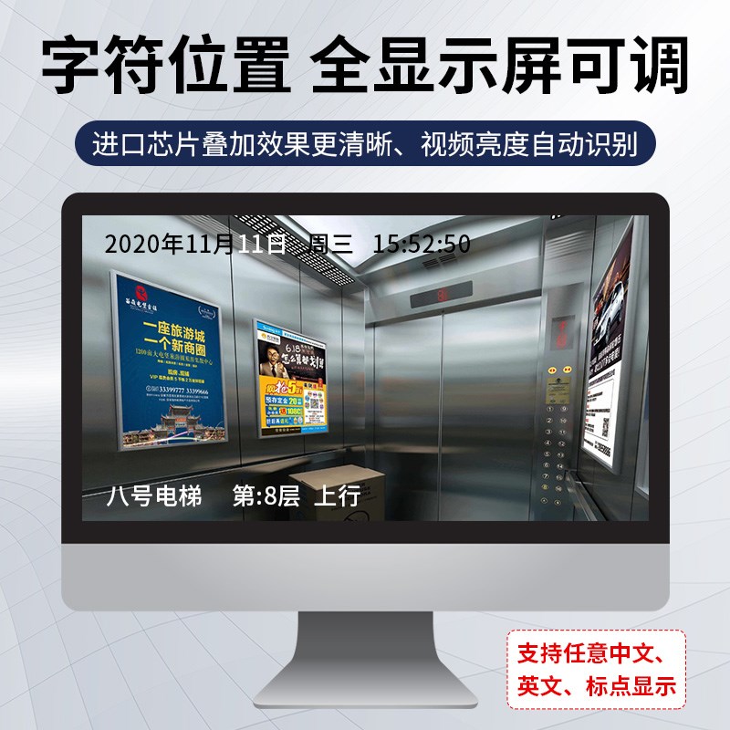 网络电梯楼层状态显示器光电传感器字符叠加器楼层数监控视频叠加