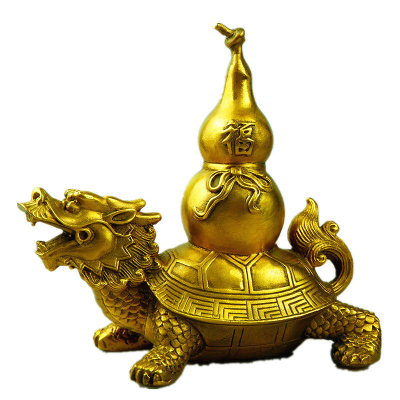 龙龟摆件全铜四方神兽福禄葫芦龙头龟霸下赑屃大号四灵家居工艺品