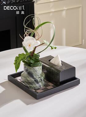 现代样板间售楼处洽谈桌茶几装饰托盘摆件纸巾盒烟灰缸高级感摆场
