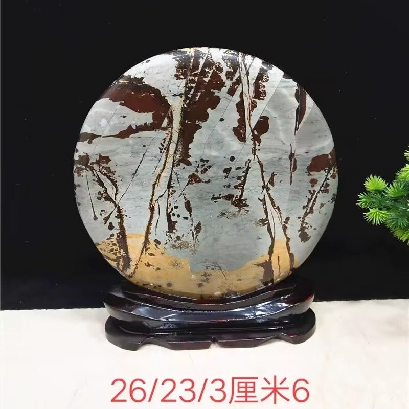 精品推荐草花石国画石天然画面石客厅玄关博古架新中式装饰摆件