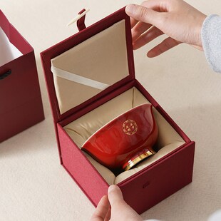 恒列平安喜乐宝宝周岁食福碗套装认干亲红色碗筷生日寿碗定制礼盒