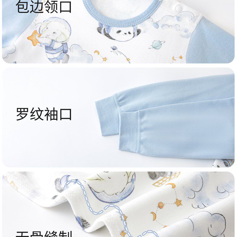 婴儿睡衣秋季家居服四季通用男女宝宝连体衣春秋纯棉睡袍儿童睡袋