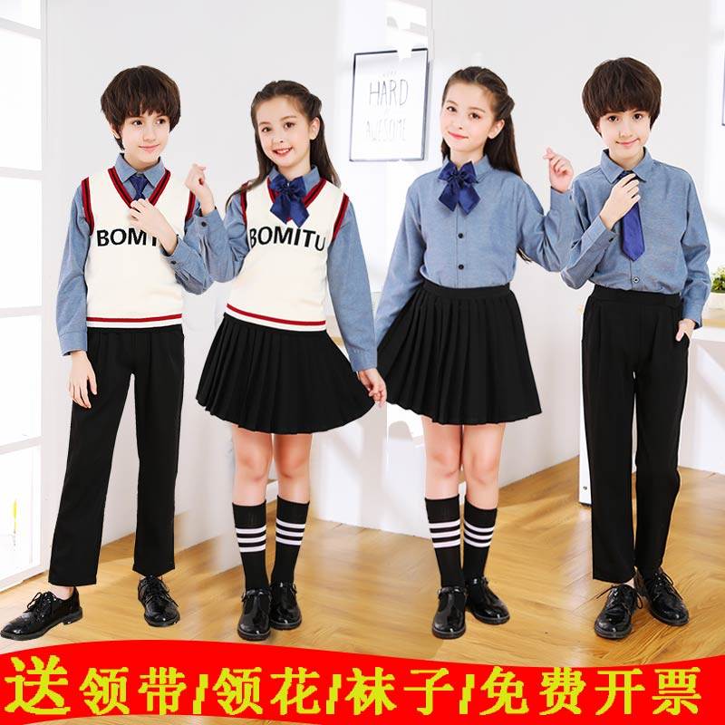 中学生小学生大合唱表演服装儿童诗歌朗诵演出服英伦风校服幼儿园