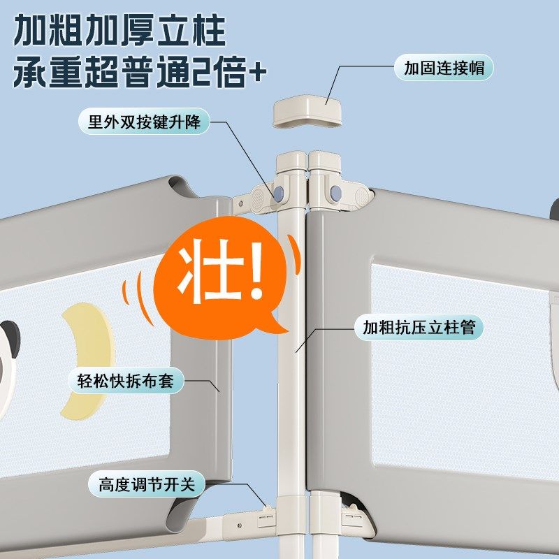 床围栏婴儿童防摔防护栏宝宝挡板床边防掉床挡三面升降床护栏加高