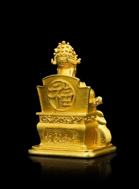 纯铜龙五爷佛像财神像五台S广济龙王菩萨鎏金色装嘎乌盒吊坠摆件